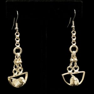 Perched bird dangle earrings