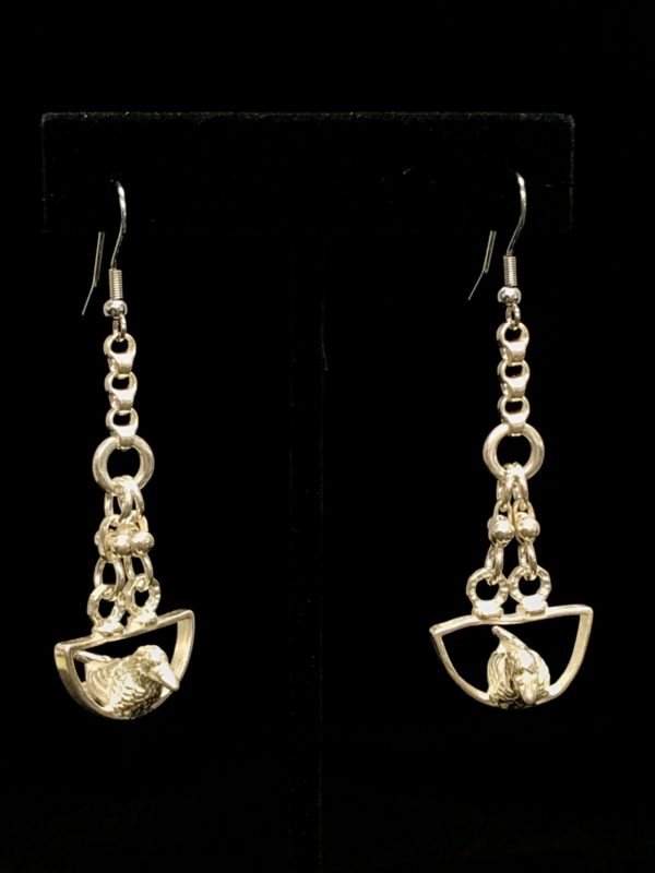 Perched bird dangle earrings