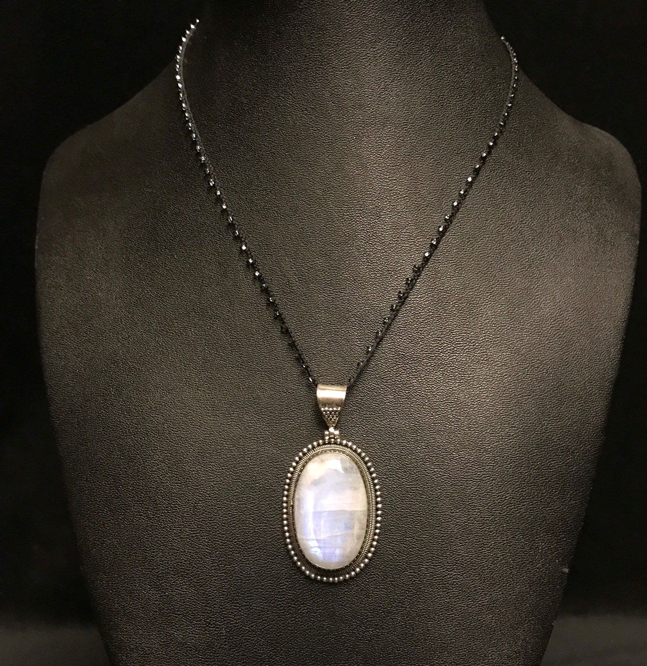 Rainbow Moonstone Half Halo Pendant in 14k Real Gold | June Birthstone